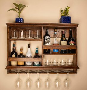 Beverly Homez Wooden Wall Mounted Bar Cabinet for Home