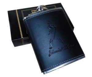 Generic Stainless Steel and Stitched Leather Hip Flask