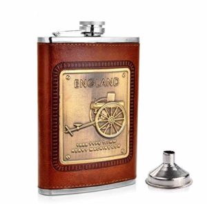 Menzy Stainless Steel and Stitched Leather Hip Flask